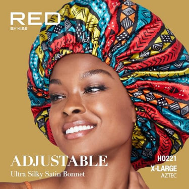 RED by Kiss Adjustable Ultra Silky Satin Bonnet – X-Large, Aztec (HQ221) - ANNS BEAUTY SUPPLY